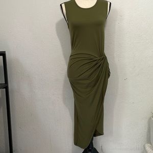 Olive green stretchy Bodycon Midi Dress - Small
